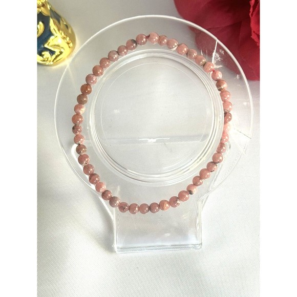 Natural Rhodonite Beaded Bracelet Healing Reiki 4MM - Picture 3 of 5